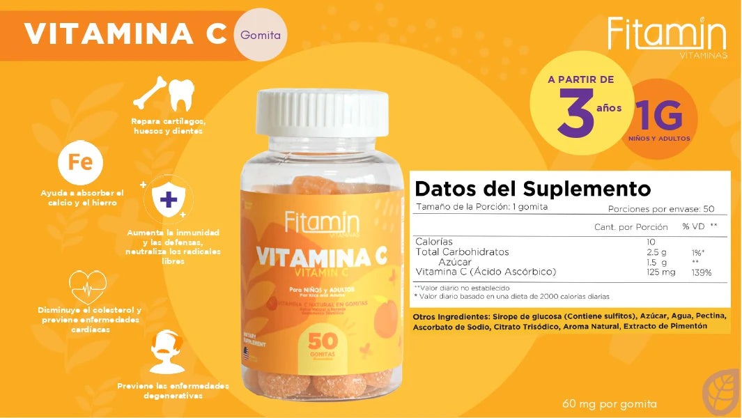 GOMITAS VITAMINA C PARA NIÑOS Y ADULTOS
